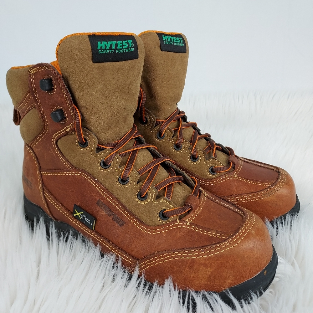 Hytest 12251 XRD composite toe boots, Men's size 7M, women's size 8, brown